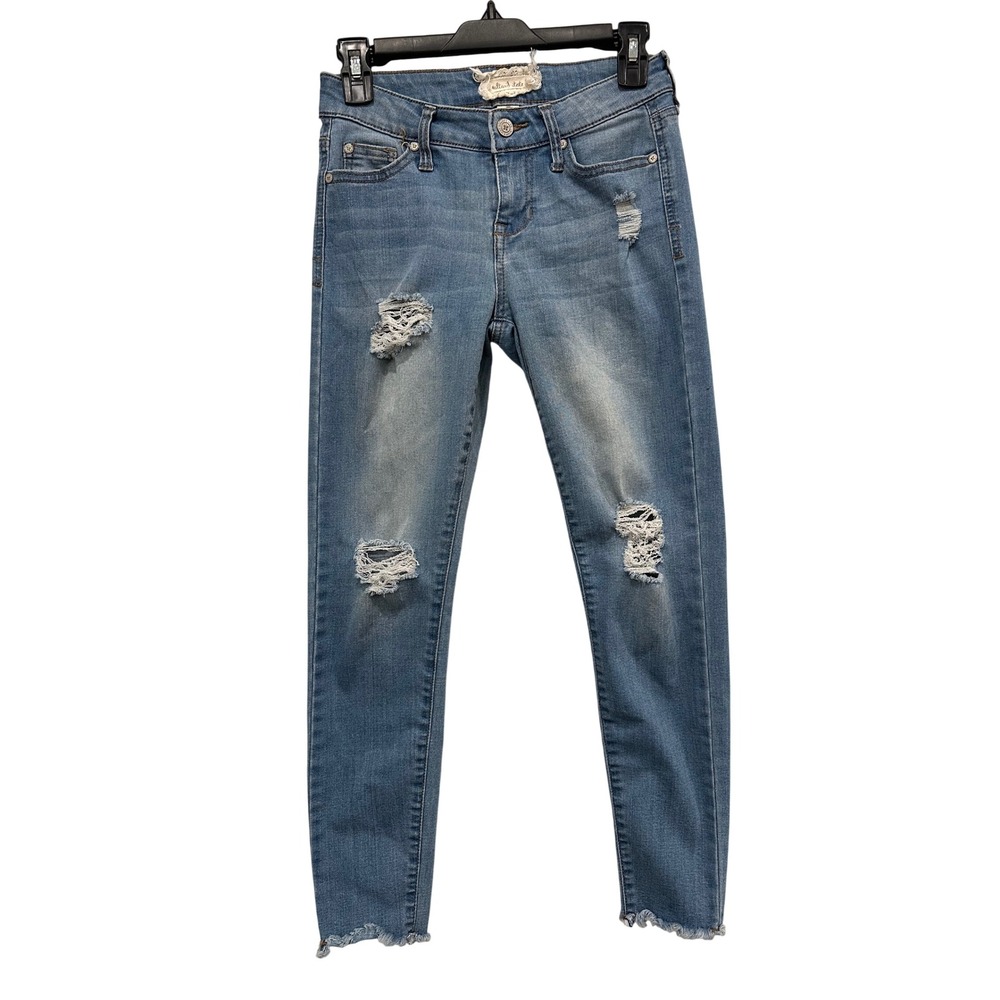 Altar'd State Tucson Skinny Distressed Jeans Medium Wash Frayed Hem 25/1